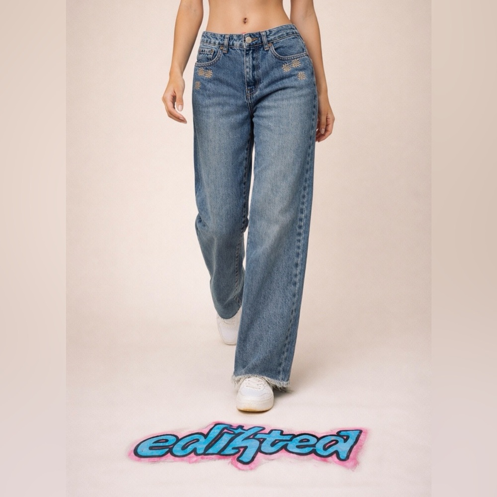 Edikted Classic Blue Straight Leg Jeans